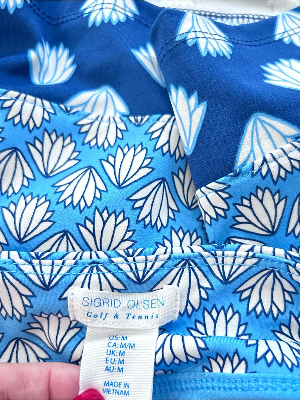 Sigrid Olsen Navy Blue Printed Mini Skort w Pockets NWT. Size M - Picture 9 of 10
